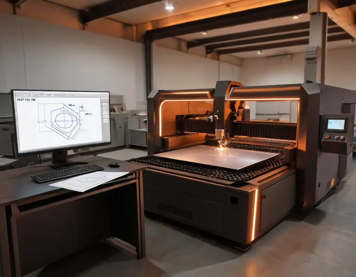 Fiber laser cutting cell processing sheet metal